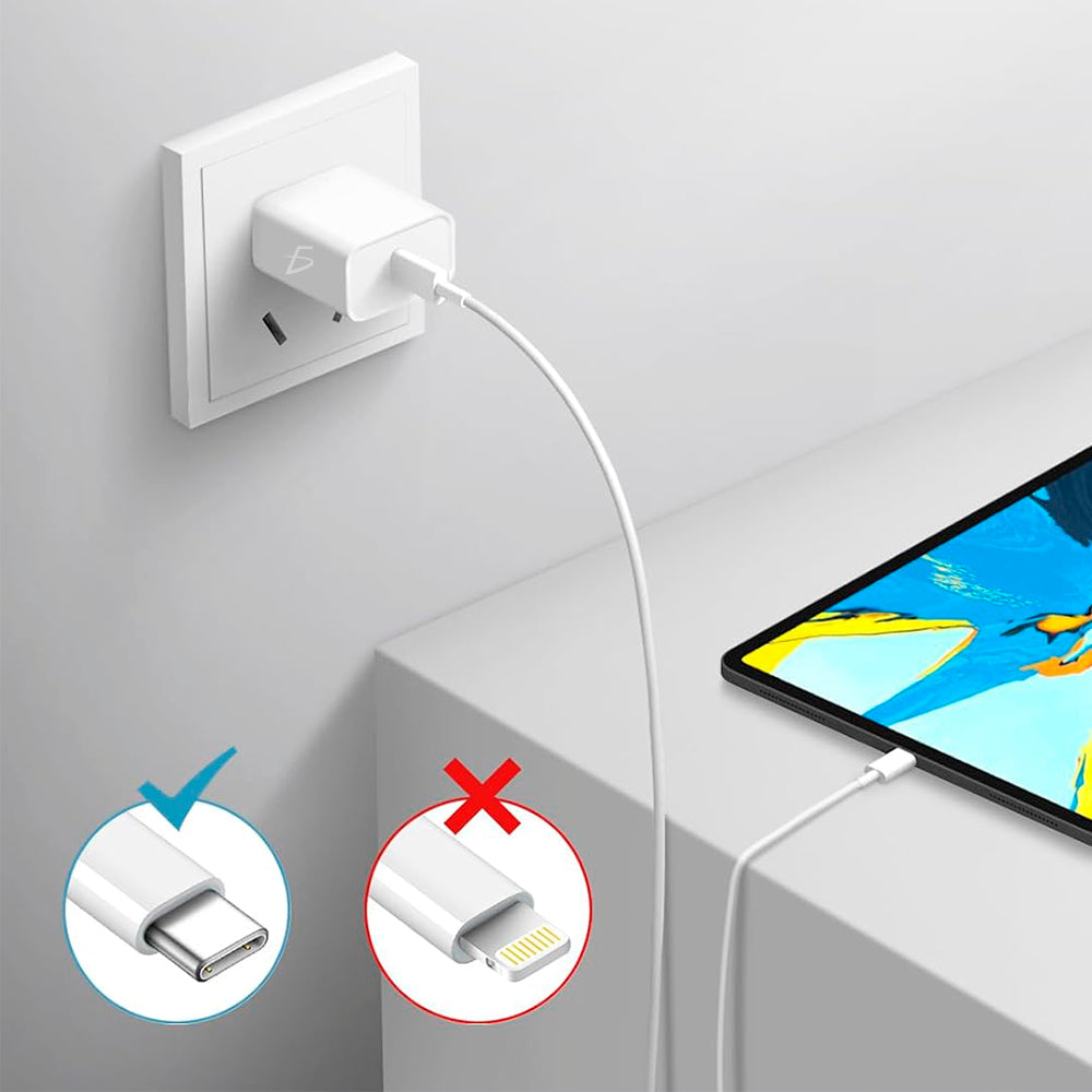 Kit Cuadro de Carga Tipo C 20 W + Cable Tipo C a C de 2 metros