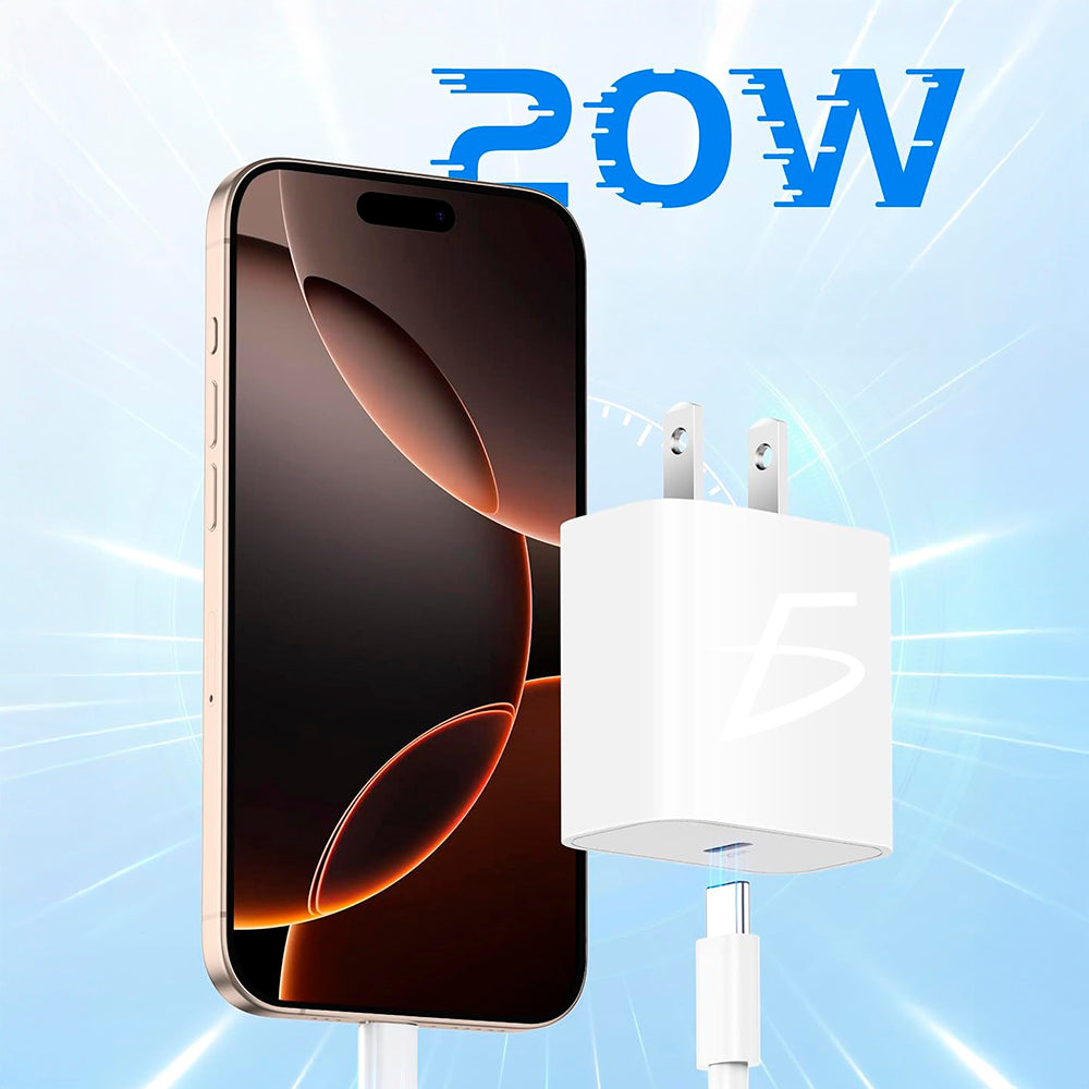 Kit Cuadro de Carga Tipo C 20 W + Cable Tipo C a C de 2 metros