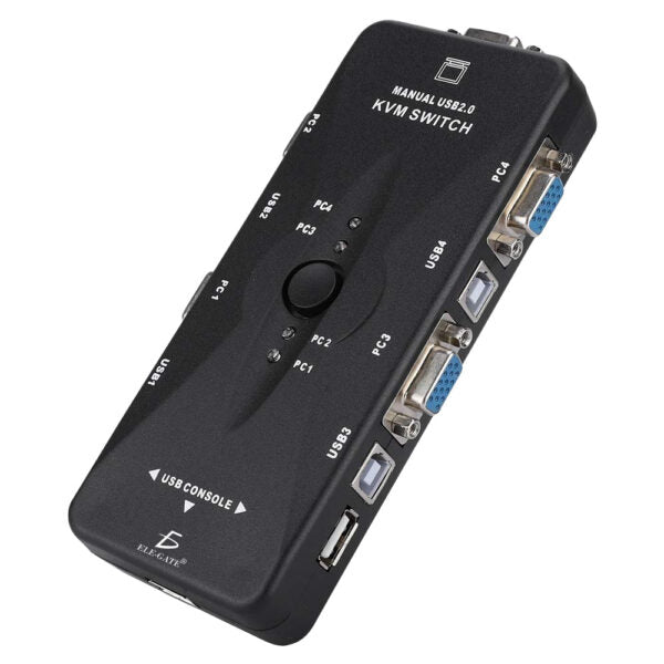Switch KVM de 4 Puertos USB VGA– Controla 4 PCs con un Solo Monitor, Teclado y Ratón Resolución 1920×1440
