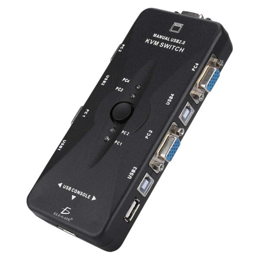 Switch KVM de 4 Puertos USB VGA– Controla 4 PCs con un Solo Monitor, Teclado y Ratón Resolución 1920×1440