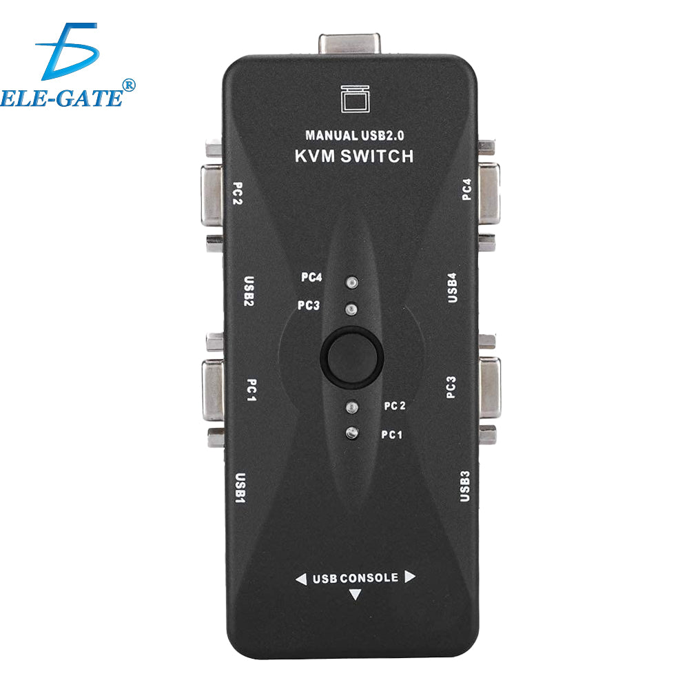 Switch KVM de 4 Puertos USB VGA– Controla 4 PCs con un Solo Monitor, Teclado y Ratón Resolución 1920×1440