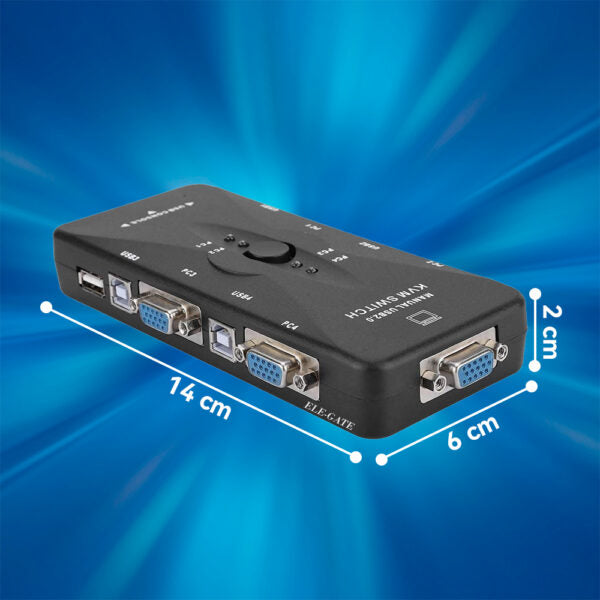 Switch KVM de 4 Puertos USB VGA– Controla 4 PCs con un Solo Monitor, Teclado y Ratón Resolución 1920×1440