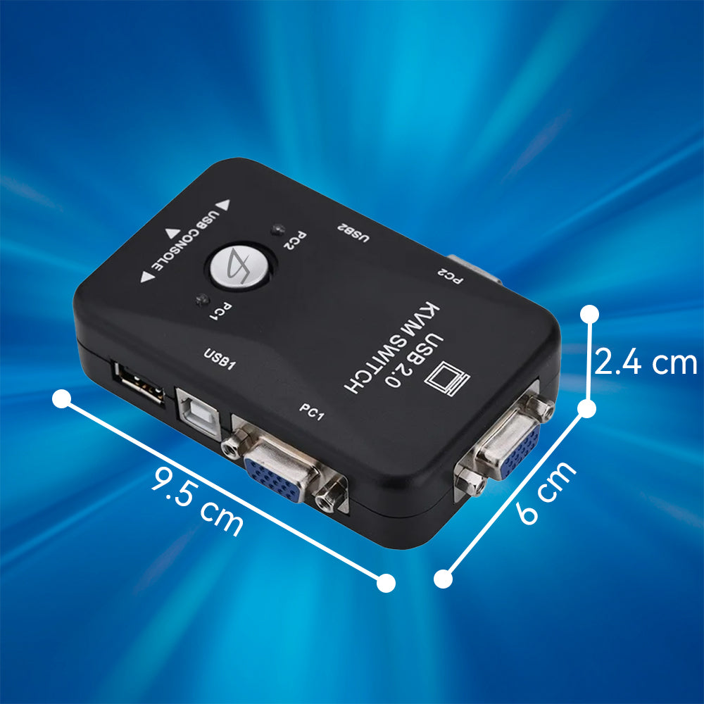 Switch KVM USB VGApara 2 Computadoras – Teclado, Mouse y Pantalla