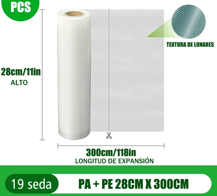 Rollo Bolsas Alimentos Sellado Al Vacío 28cm  300 cm