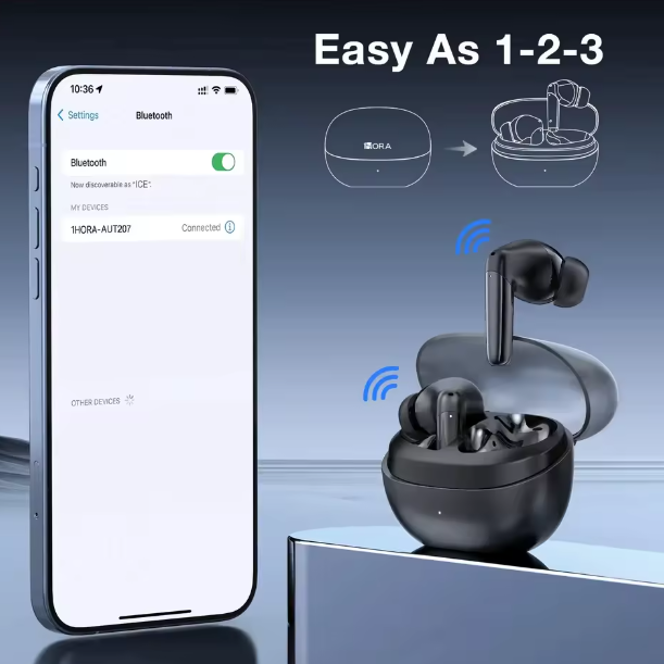 Audifonos inalambricos 1Hora color negro 5H con una carga 18H con estuche