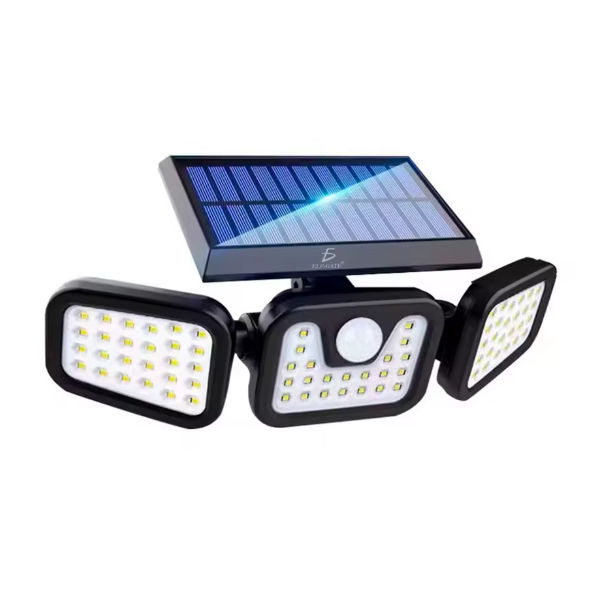 Lámpara solar 3 cabezales y sensor de movimiento para exteriores
