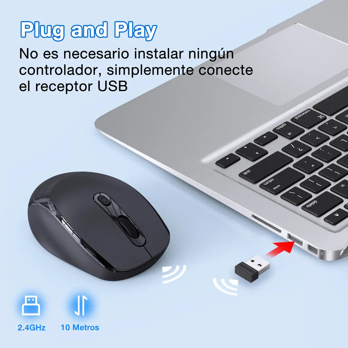 Ratón Inalámbrico Wireless Mouse Silencioso Portátil 2.4g 3 Dpi