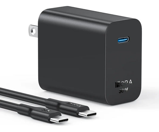 Cargador USB C PD 30W 1Hora Tipo C Carga Super Rápido con Cable 1M Tipo C a C 