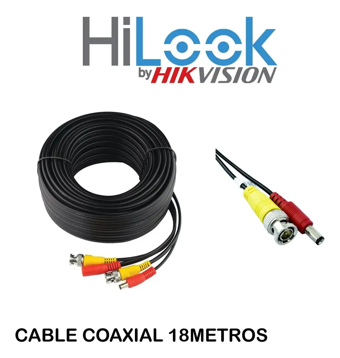 Cable Coaxial Bnc Rg59 + Alimentación Cable Siamés para Cámaras 18 metros