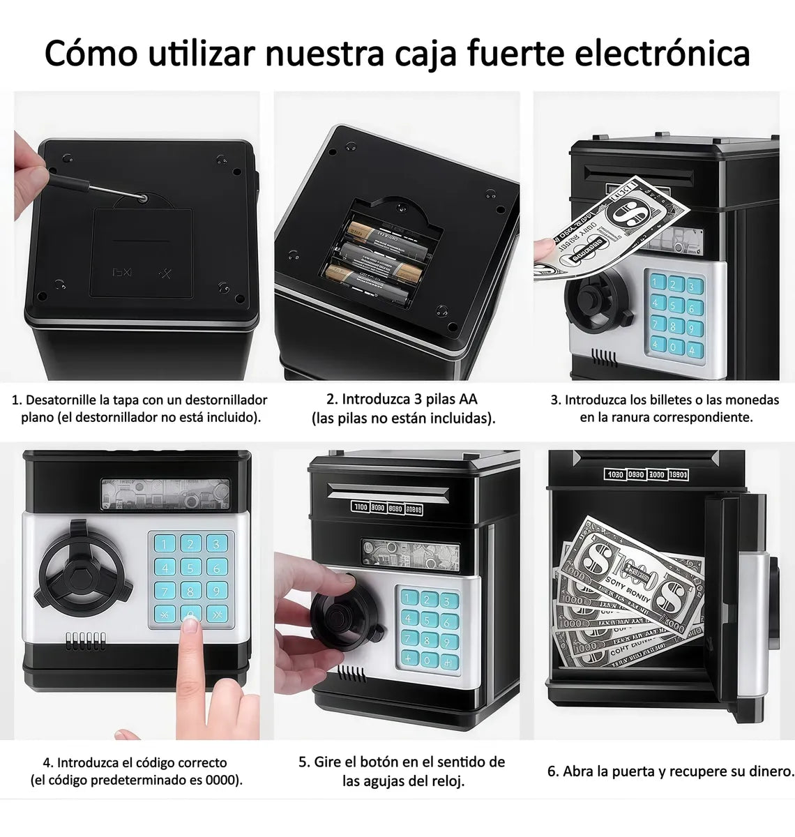 Alancía electrónica para niños/niñas caja fuerte negra