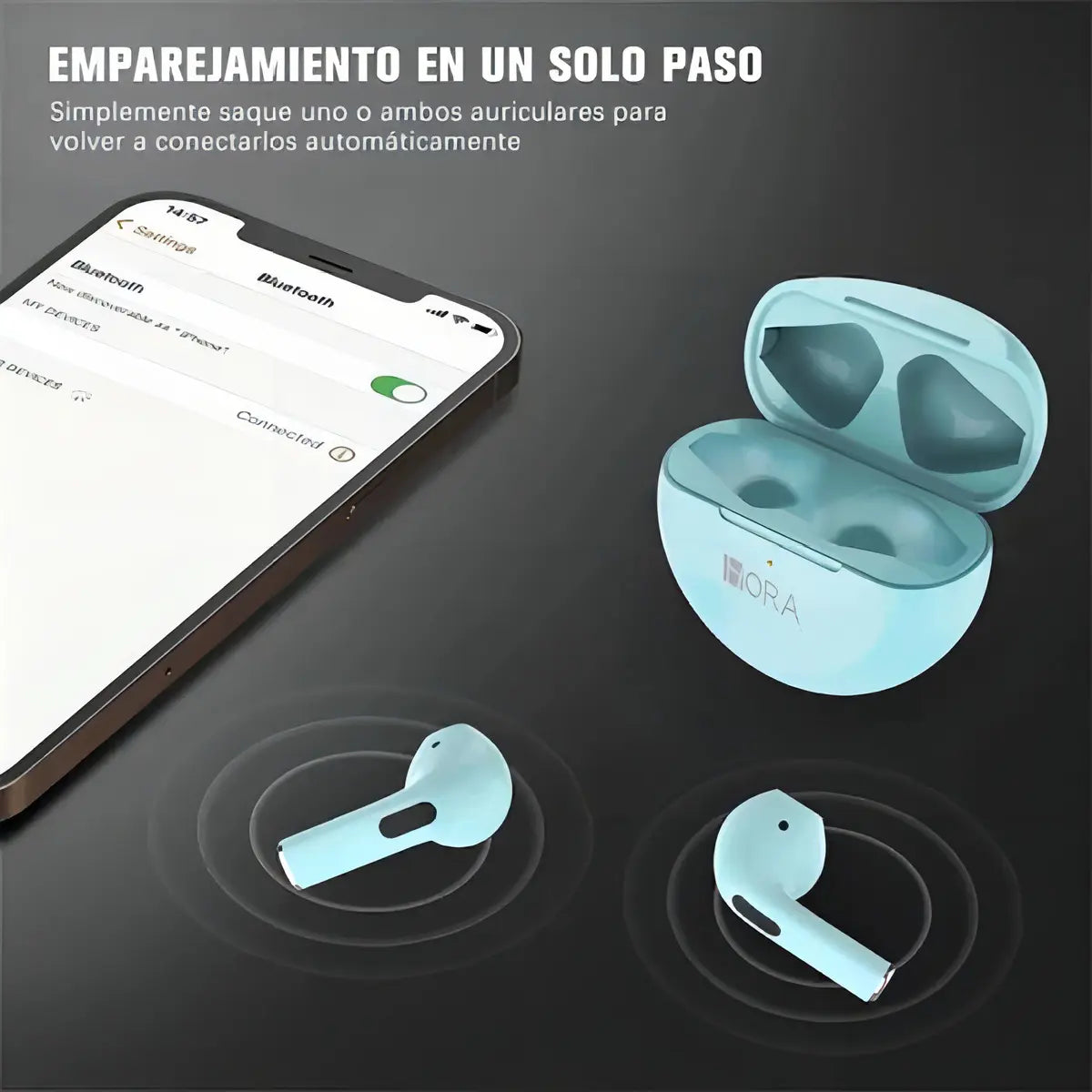 Audifonos inalambricos 1Hora color azul 5H con una carga 17H con estuche