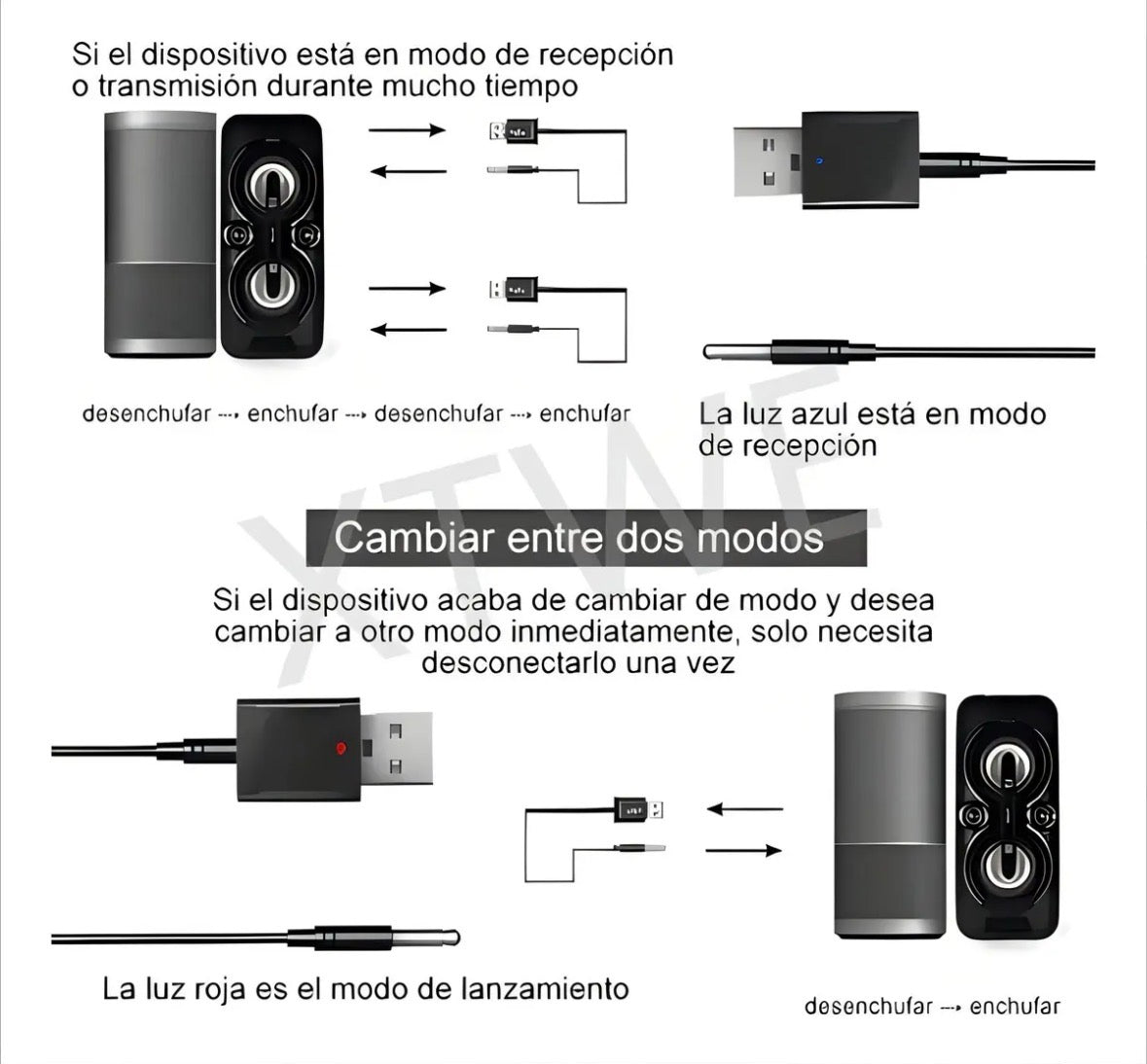 Adaptador USB Bluetooth 2 en 1 inalámbrico transmisor y receptor