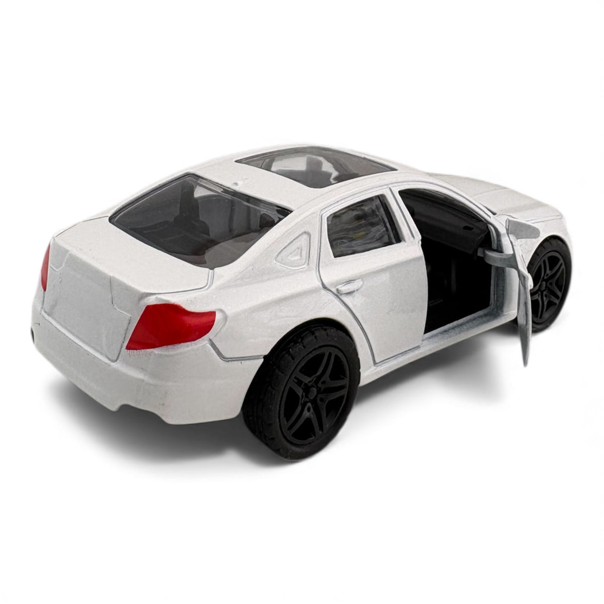 Coche de metal con puertas que se pueden abrir, estilo vintage