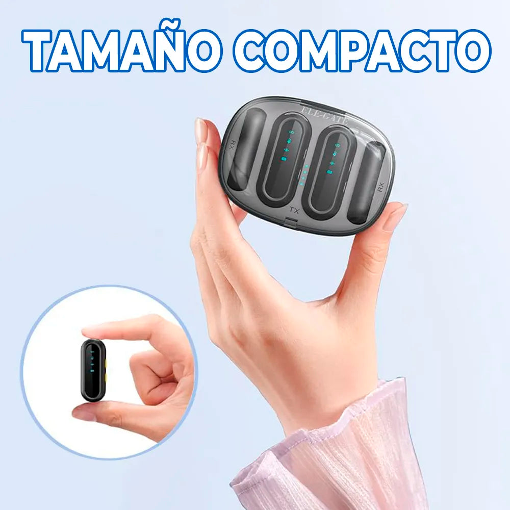 Juego de Micrófonos Lavalier Inalámbricos Duales con Base de Carga Rápida