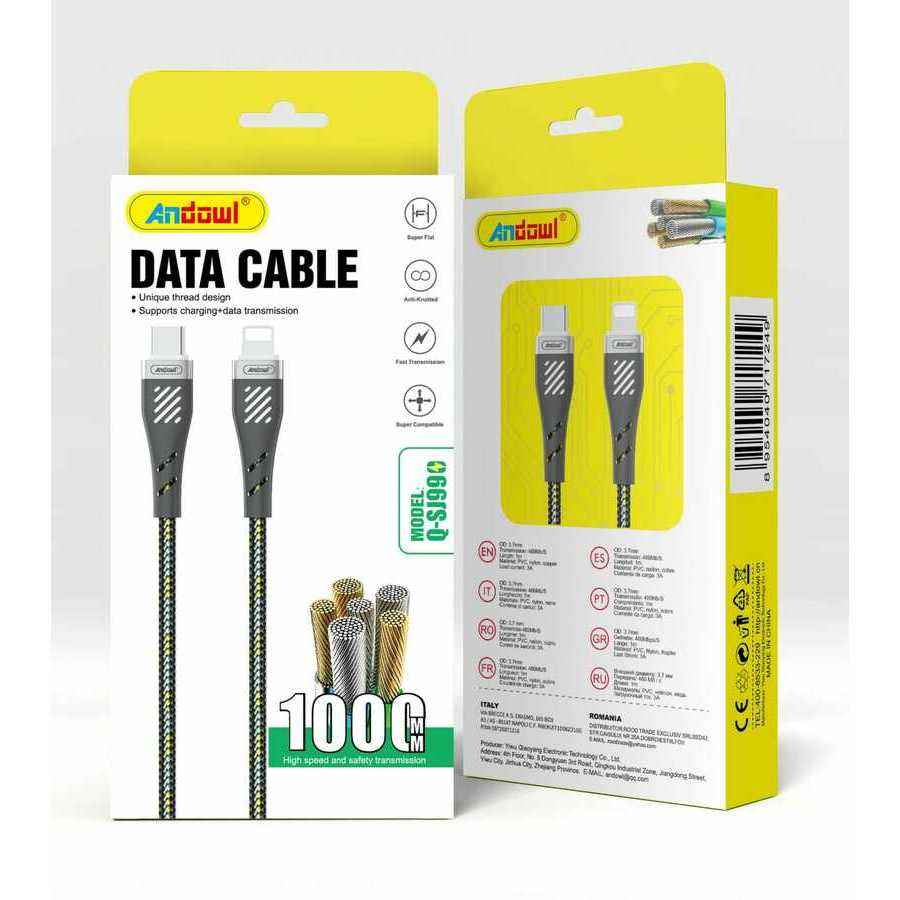 Cable de datos tipo C a Lightning 1 metro 3A