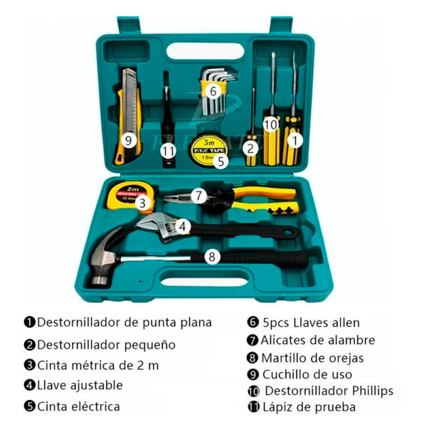 Juego de Herramientas Domésticas Multifuncionales - Kit Completo de Reparación y Bricolaje