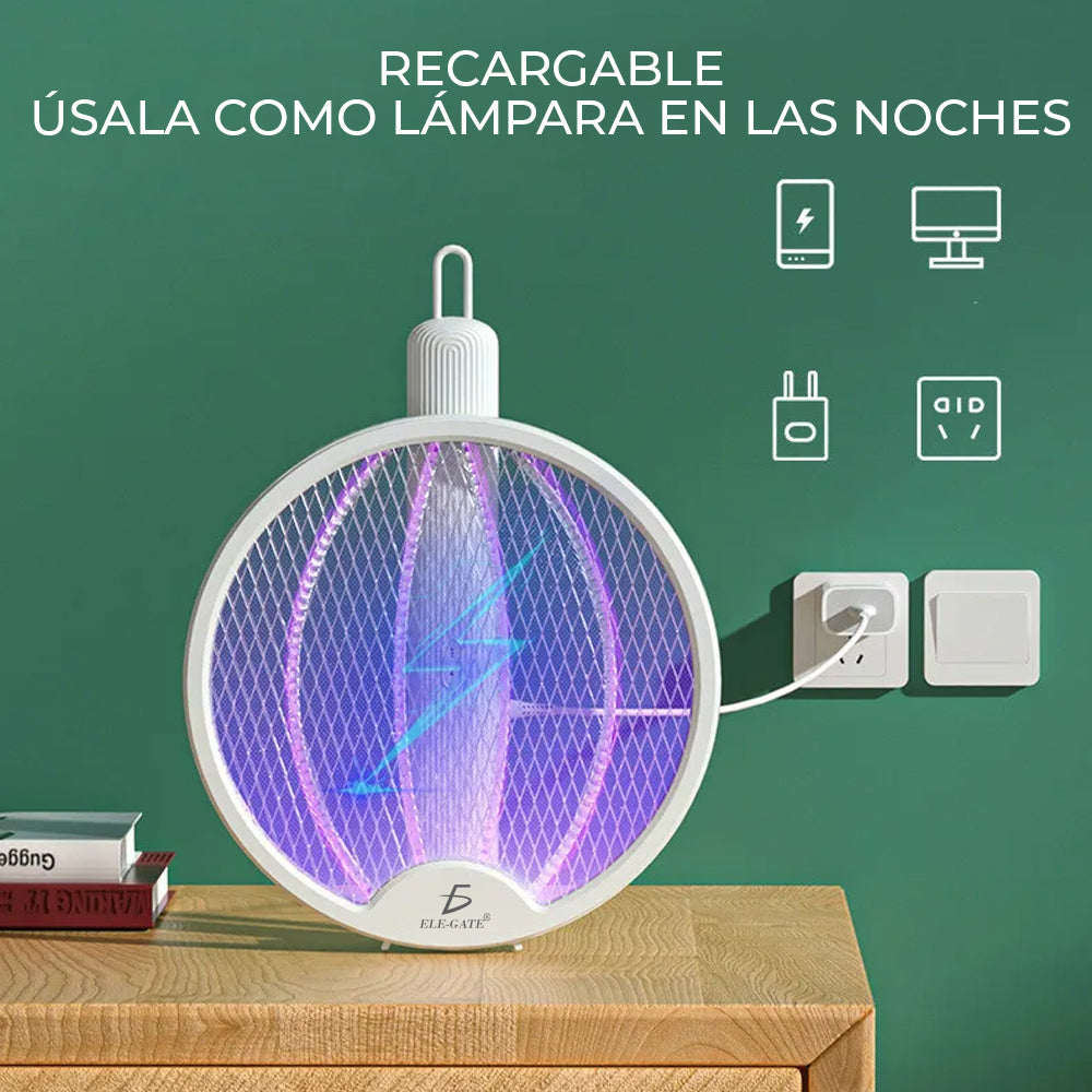 Mata Moscas Eléctrico Recargable con Luz UV 2 EN 1