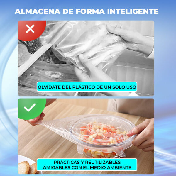 Tapas herméticas de silicona flexibles reutilizables 6 piezas