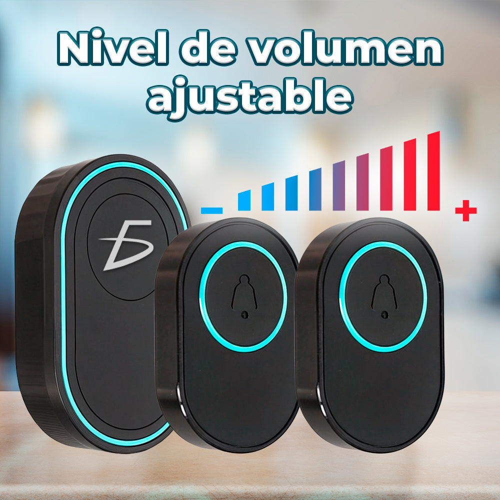 Timbre Inalámbrico con 39 Canciones y Ajuste de Volumen con Par de Botones Touch a Prueba de Agua con Luz RGB
