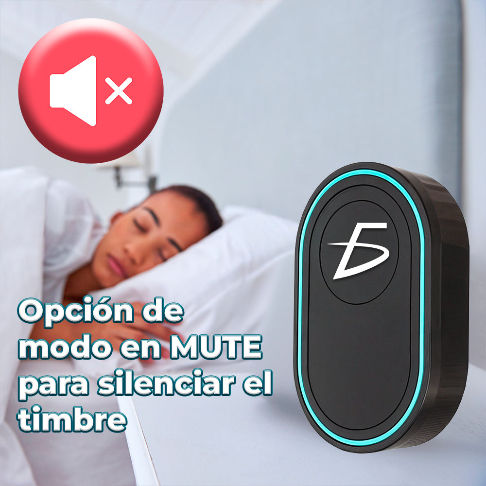 Timbre Inalámbrico con 39 Canciones y Ajuste de Volumen con Par de Botones Touch a Prueba de Agua con Luz RGB