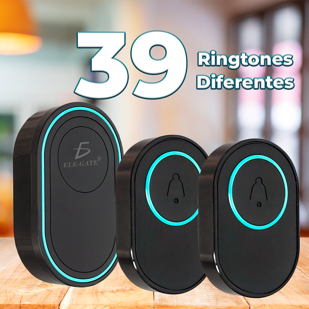 Timbre Inalámbrico con 39 Canciones y Ajuste de Volumen con Par de Botones Touch a Prueba de Agua con Luz RGB