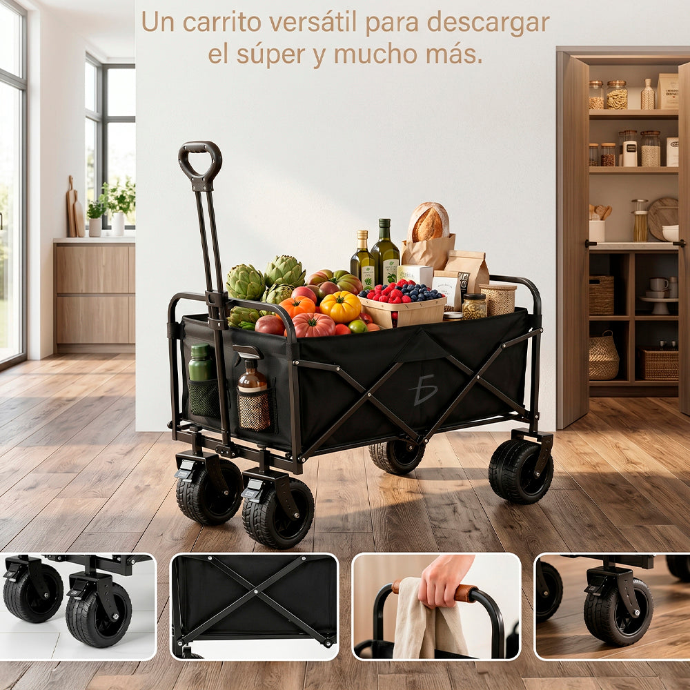 Carrito Plegable Negro Todoterreno 96 cm | Hogar, Súper y Viaje
