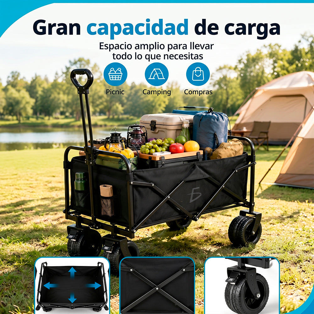 Carrito Plegable Negro Todoterreno 96 cm | Hogar, Súper y Viaje