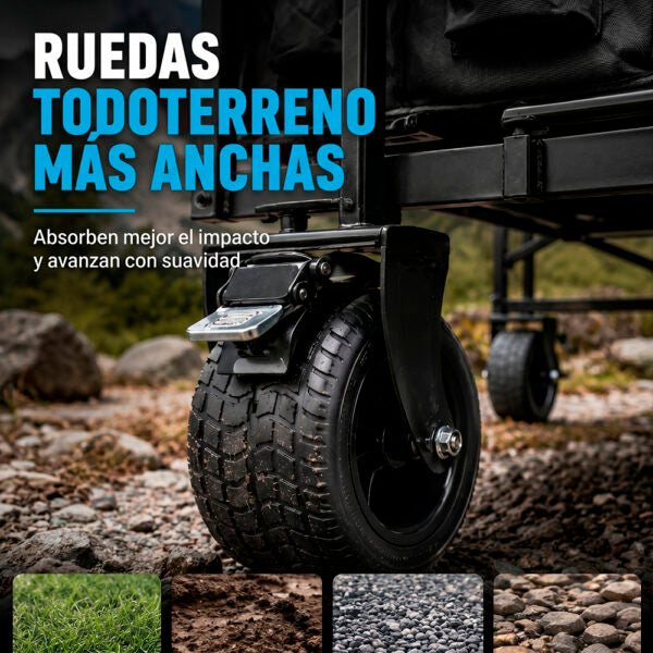 Carrito Plegable Negro Todoterreno 96 cm | Hogar, Súper y Viaje