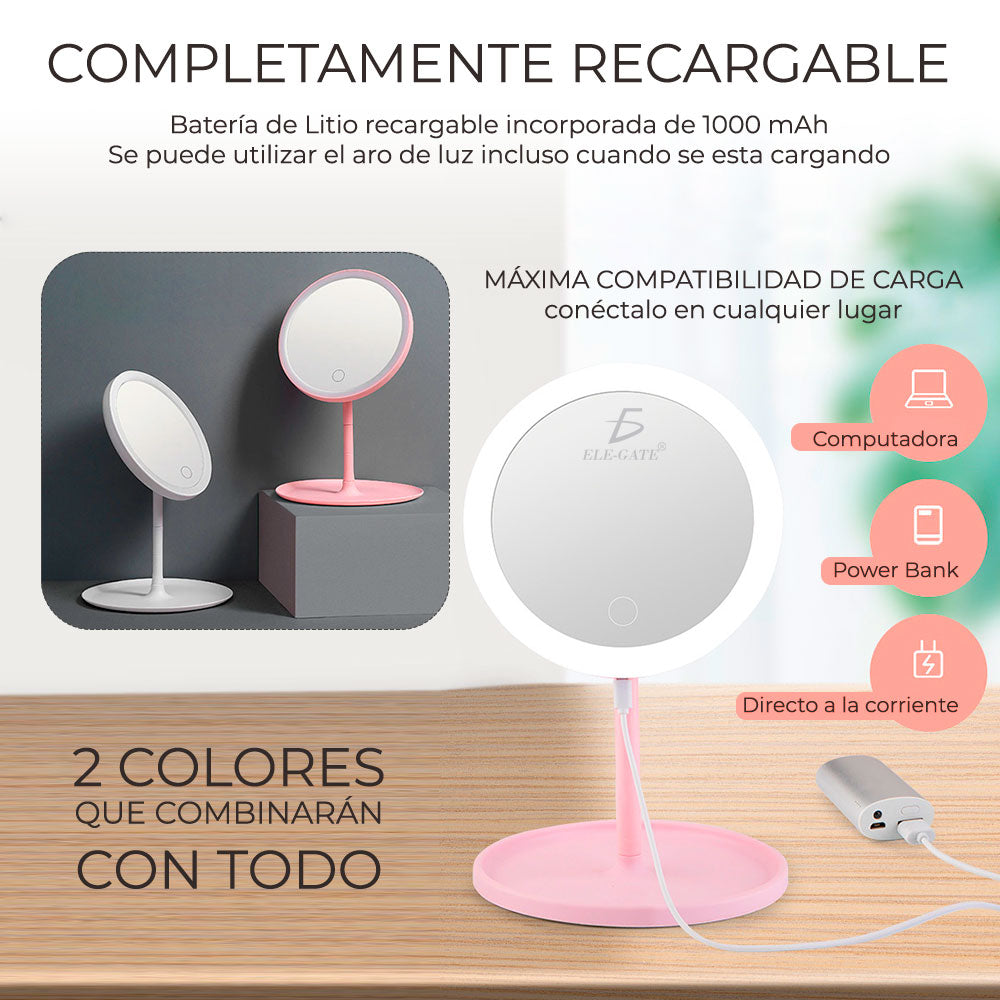 Anillo de luz LED 17,5 cm espejo de maquillaje Tiktok portátil
