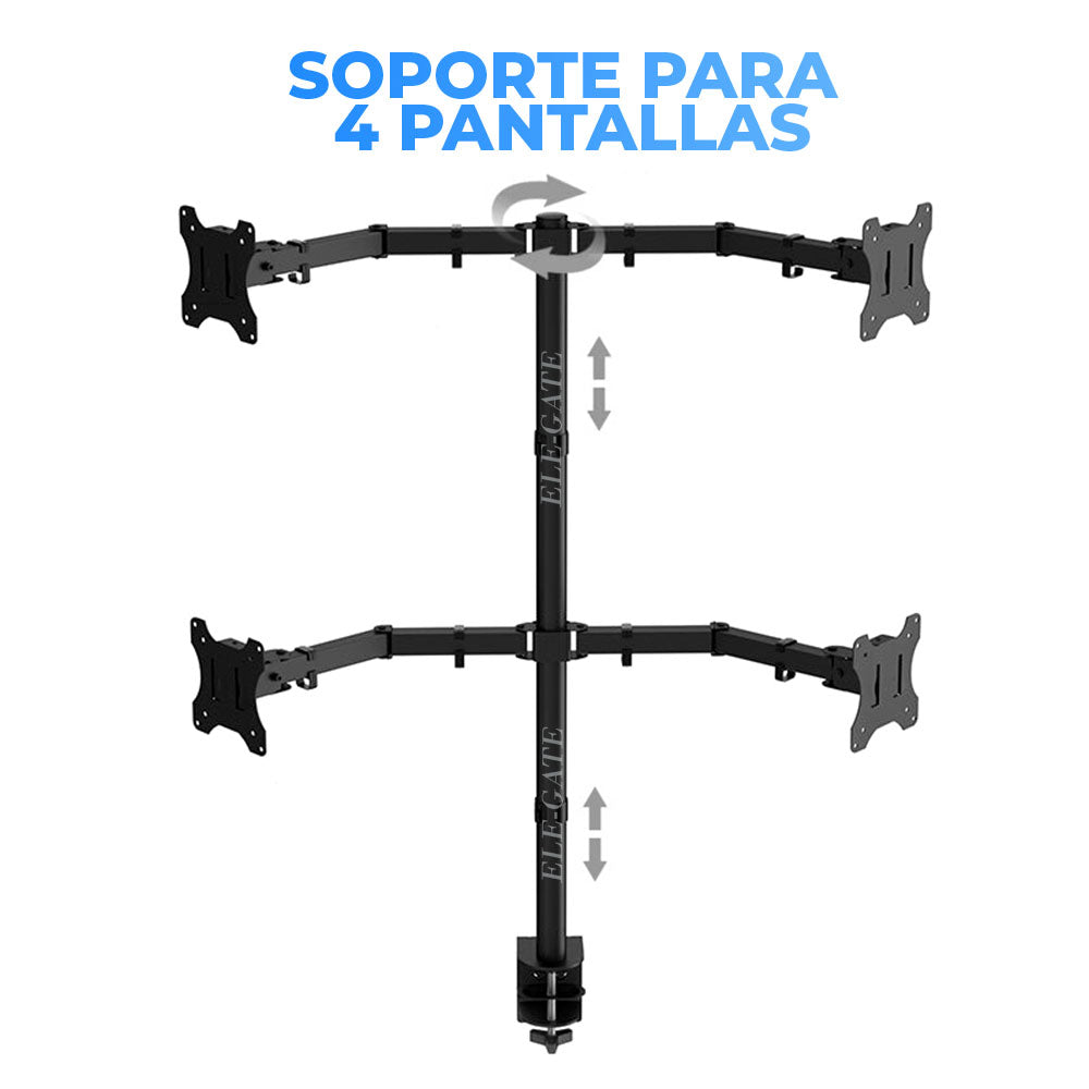 Soporte de Mesa Para 4 Monitor TV Para Montaje En Pared 13 a 27