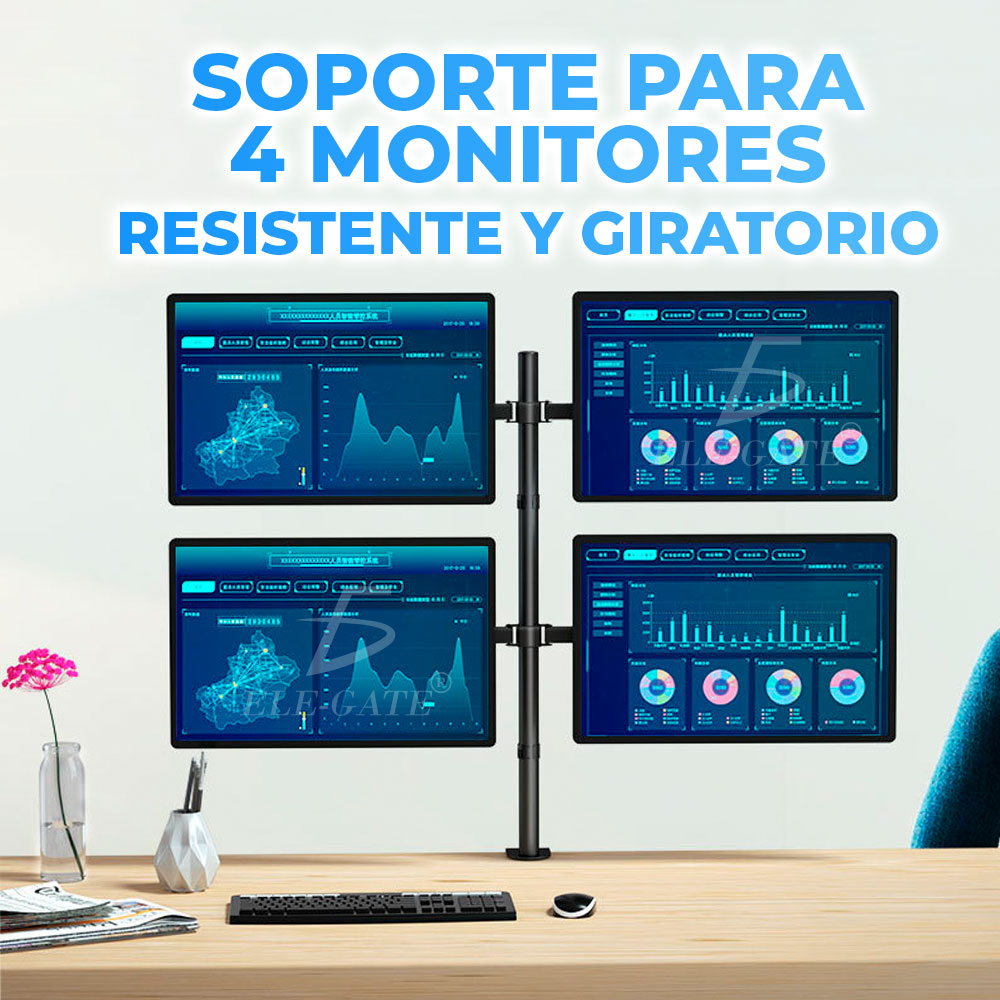 Soporte de Mesa Para 4 Monitor TV Para Montaje En Pared 13 a 27