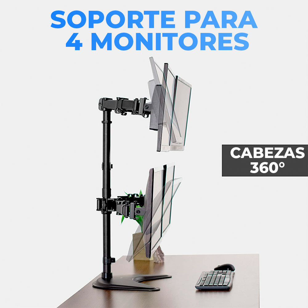Soporte de Mesa Para 4 Monitor TV Para Montaje En Pared 13 a 27