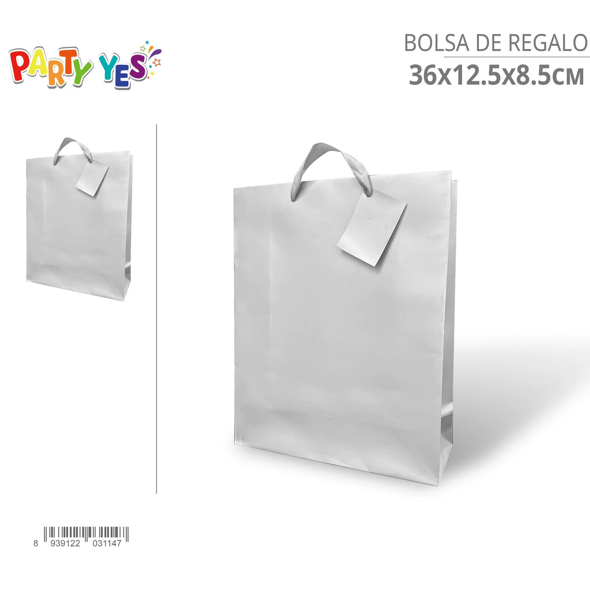 Bolsa de regalo plateada 36*12,5*8,5 cm