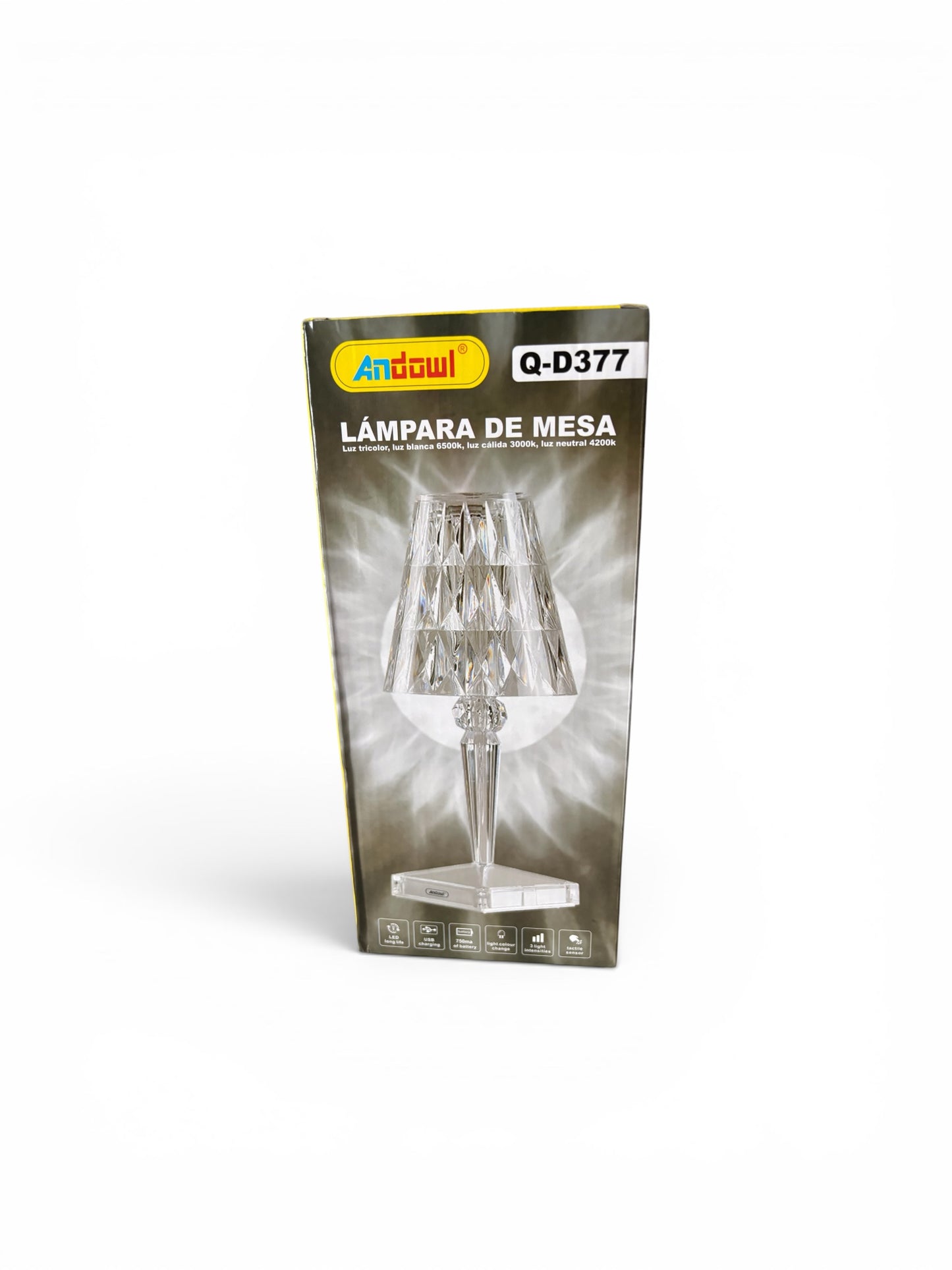Lampara de mesa, luz tricolor, blanca, cálida y neutral