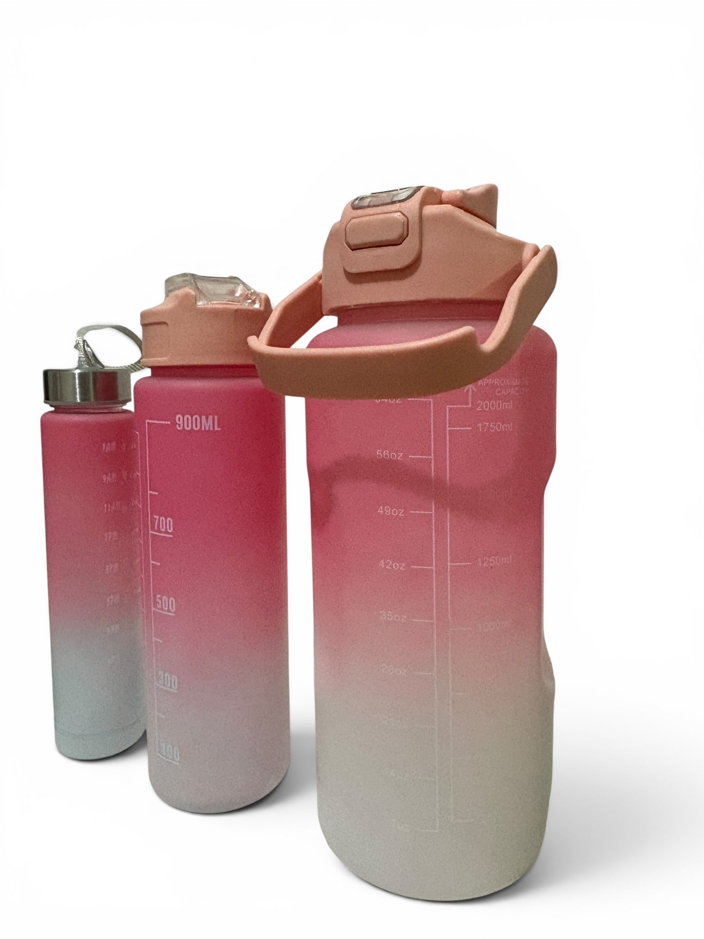 Botellas Vasos 3en Trio Motivacional Agua Popote Gym