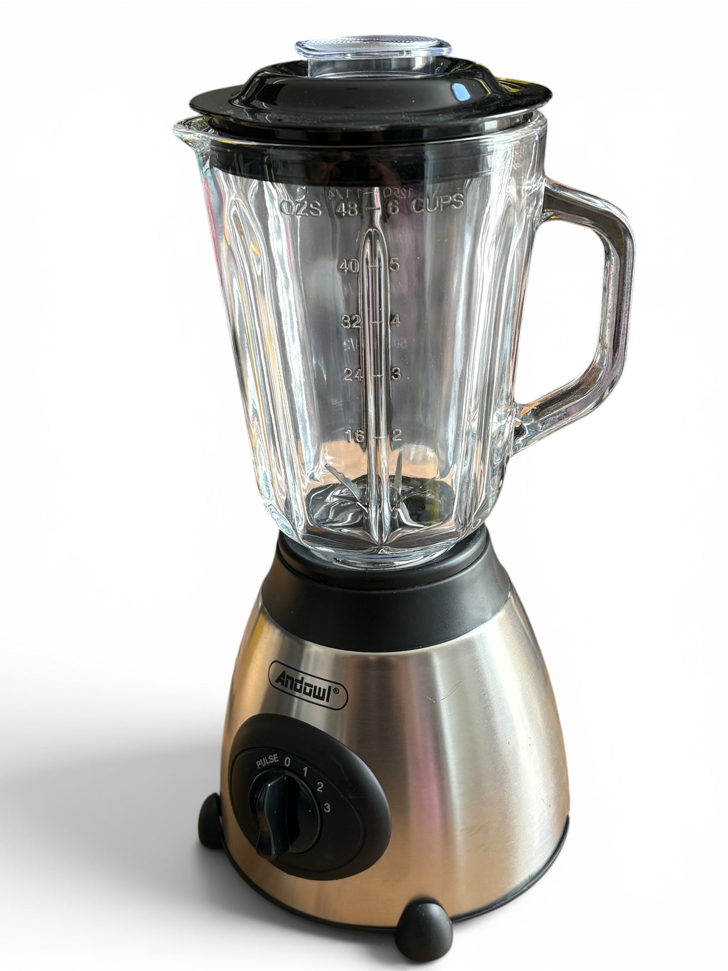 Licuadora 2 en 1 Jugos y Molienda — Vaso de Vidrio 48 Oz