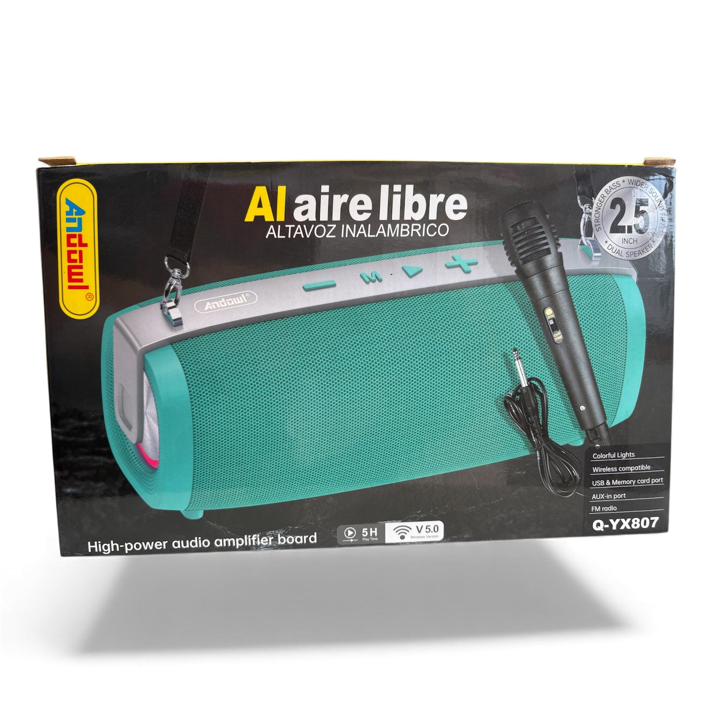 Altavoz subwoofer inalámbrico para exteriores con iluminación LED RGB impermeable y mini amplificador de audio