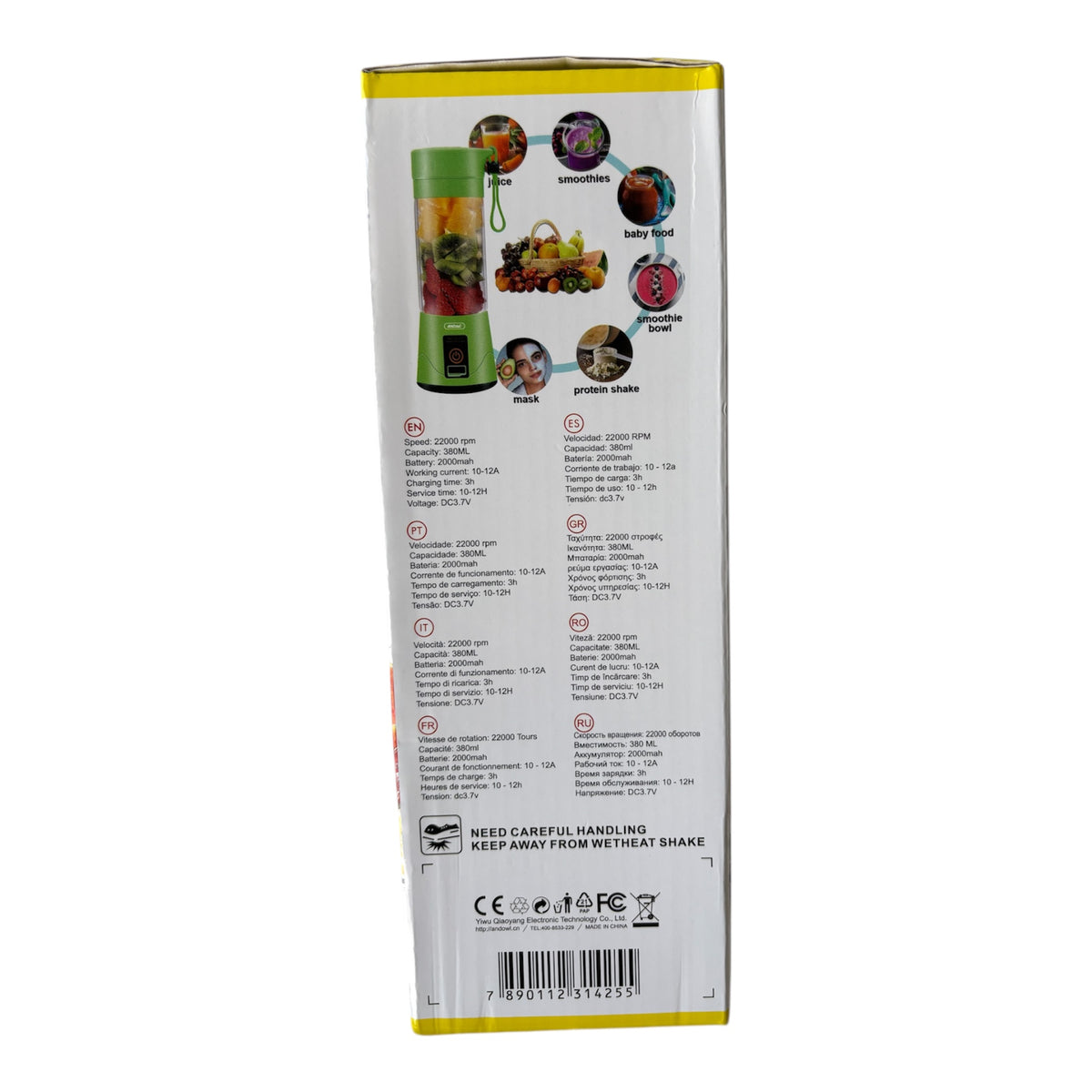 Vaso exprimidor portátil recargable 380 ML 10-12 Horas