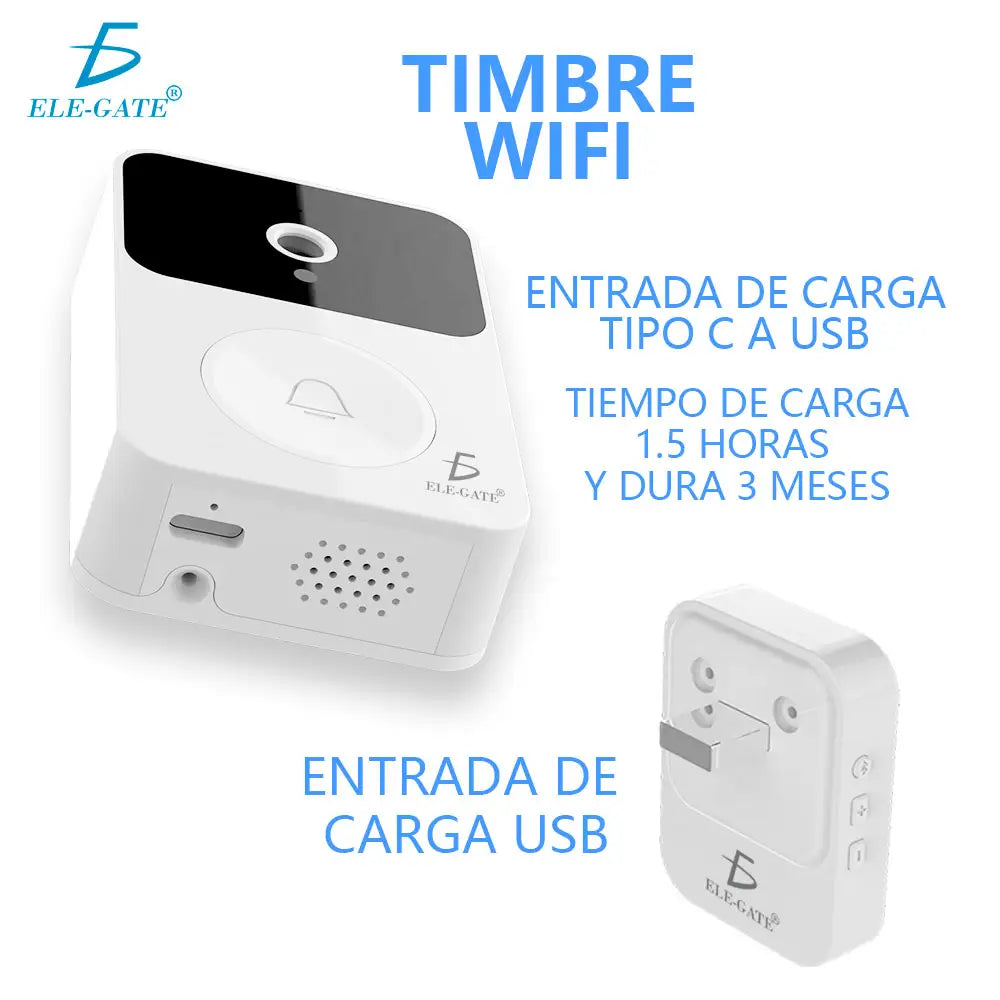 Timbre de puerta inalámbrico con mirilla LCD cámara wifi
