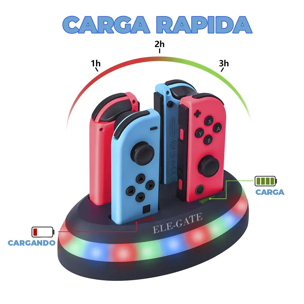 Estación de carga rápida compatible con controles de nintendo switch joycon