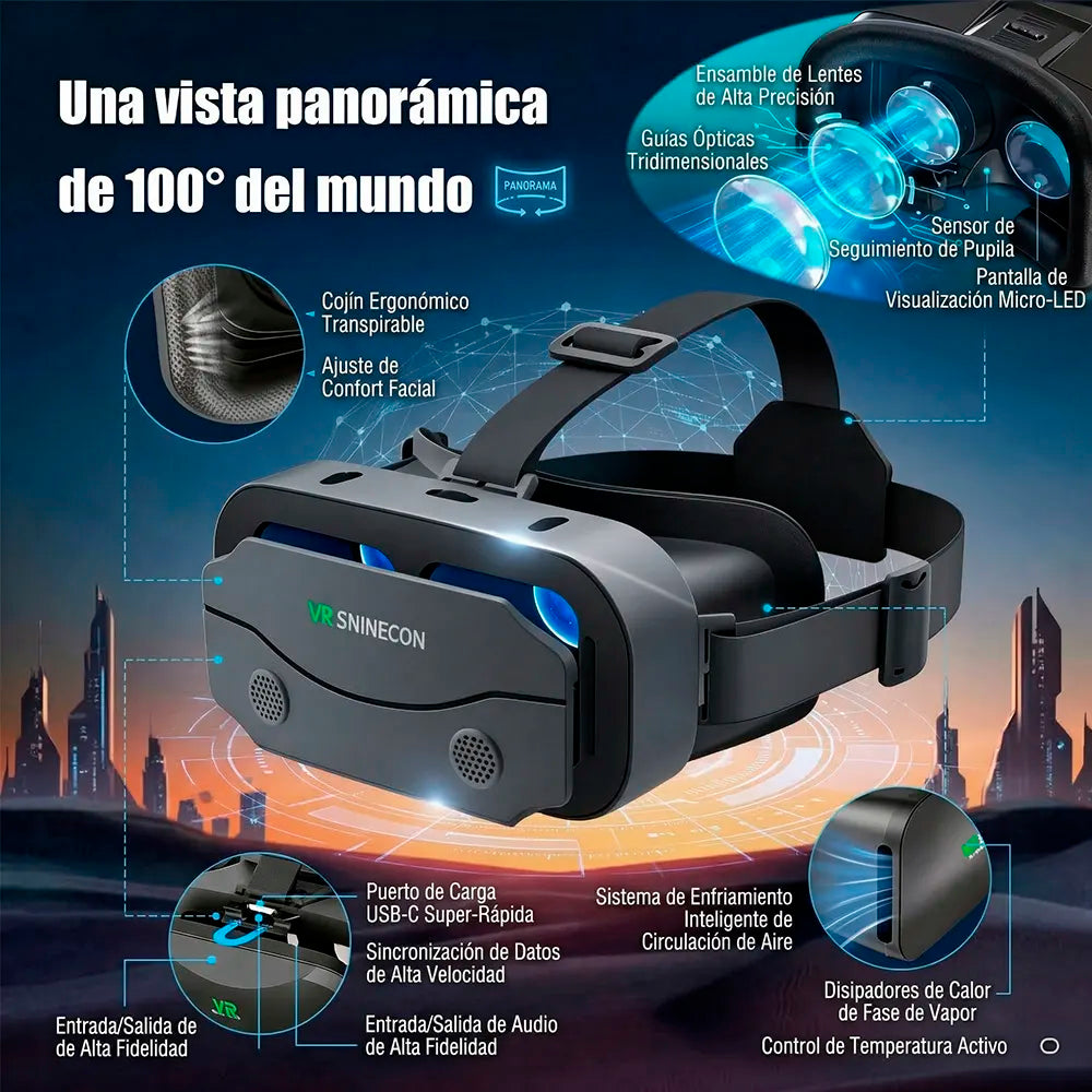 Lentes de realidad virtual VR ajustables soportan dispositivos de hasta 7