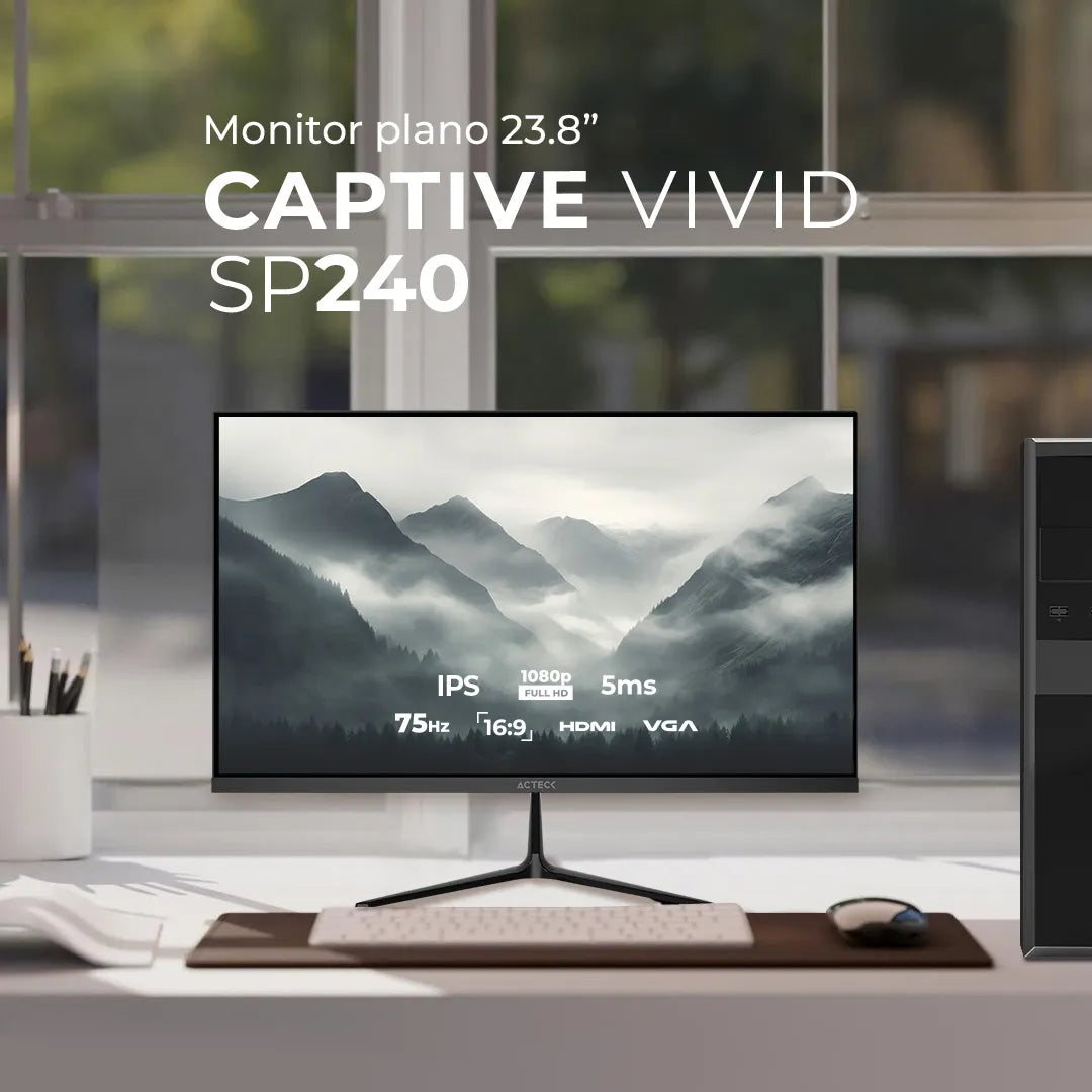 Monitor Acteck Plano 23.8 IPS Captive Vivid SP240 FHD 75Hz 5ms