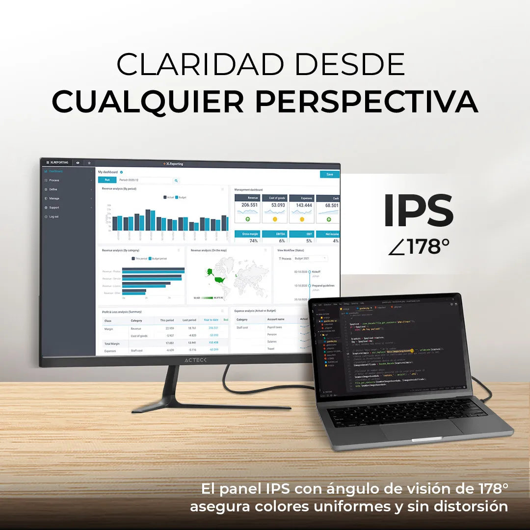 Monitor Acteck Plano 23.8 IPS Captive Vivid SP240 FHD 75Hz 5ms