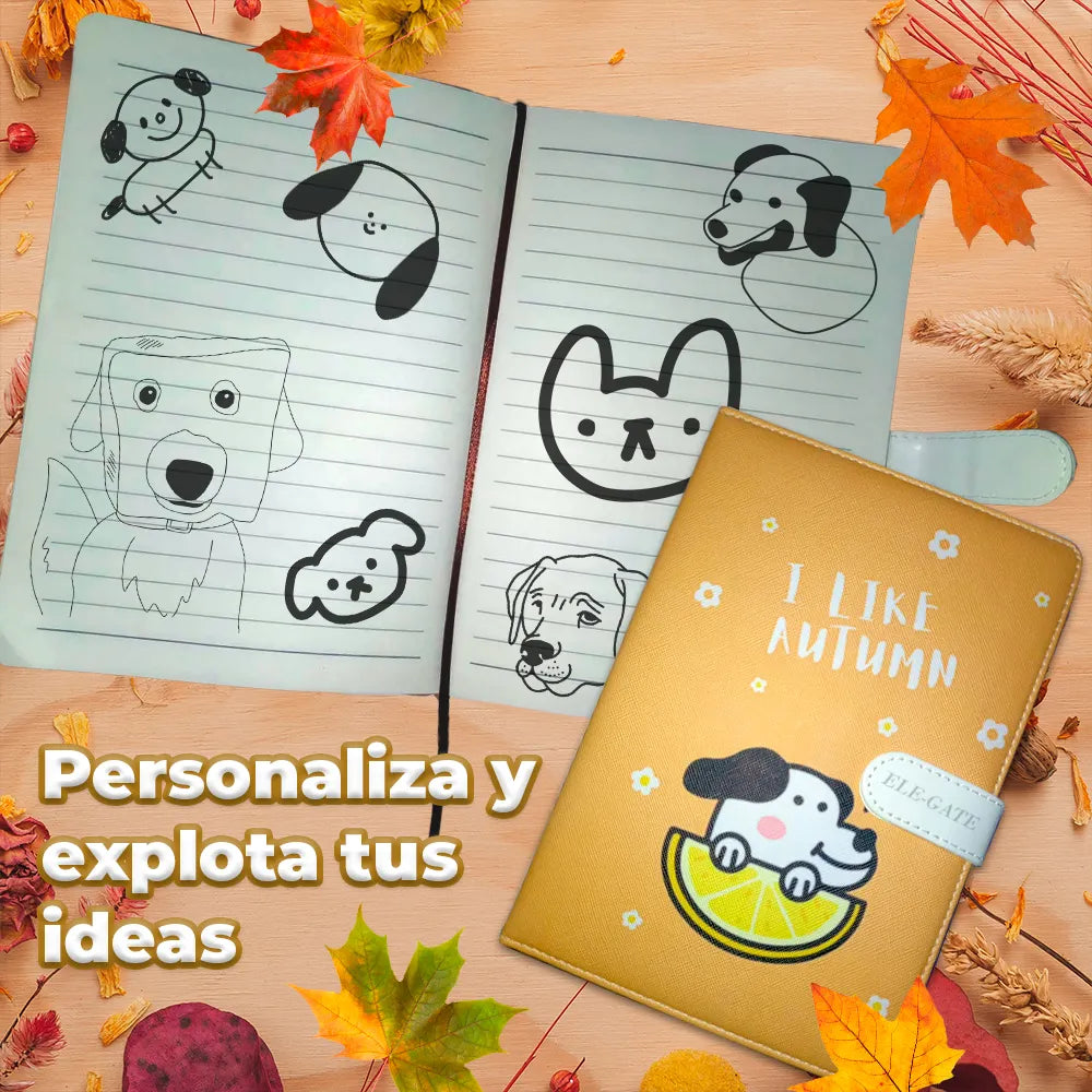 Libreta con diseño kawaii con 100 hojas con broche imantado