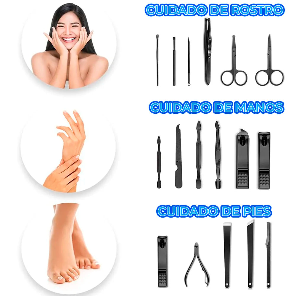 Kit de Cortauñas Profesional 24 en 1 con Set de Agujas para Acné