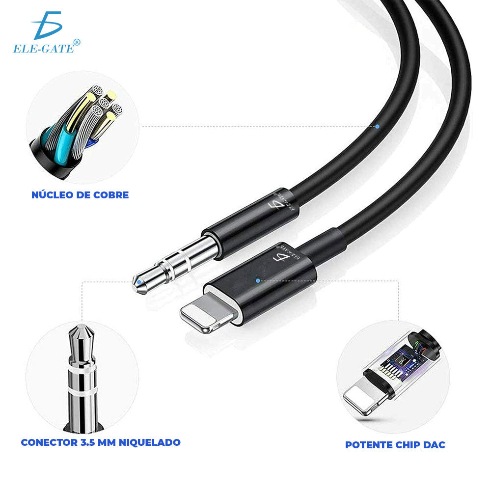 Cable Auxiliar Lightning Para el Hogar Coche Estéreo Auriculares