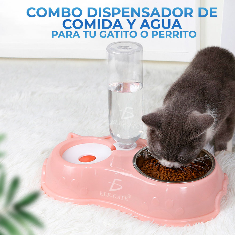 Plato doble de alimentación para mascota dispensador de agua
