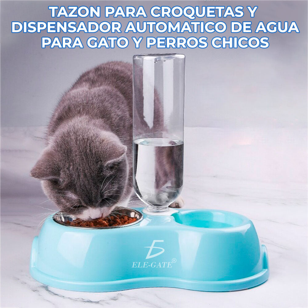 Plato doble de alimentación para mascota dispensador de agua