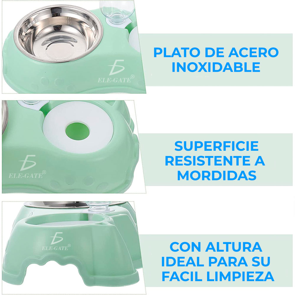 Plato doble de alimentación para mascota dispensador de agua