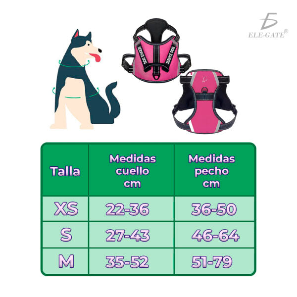 Arnés para perro cómodo y ajustable con asa y chaleco reflejante M